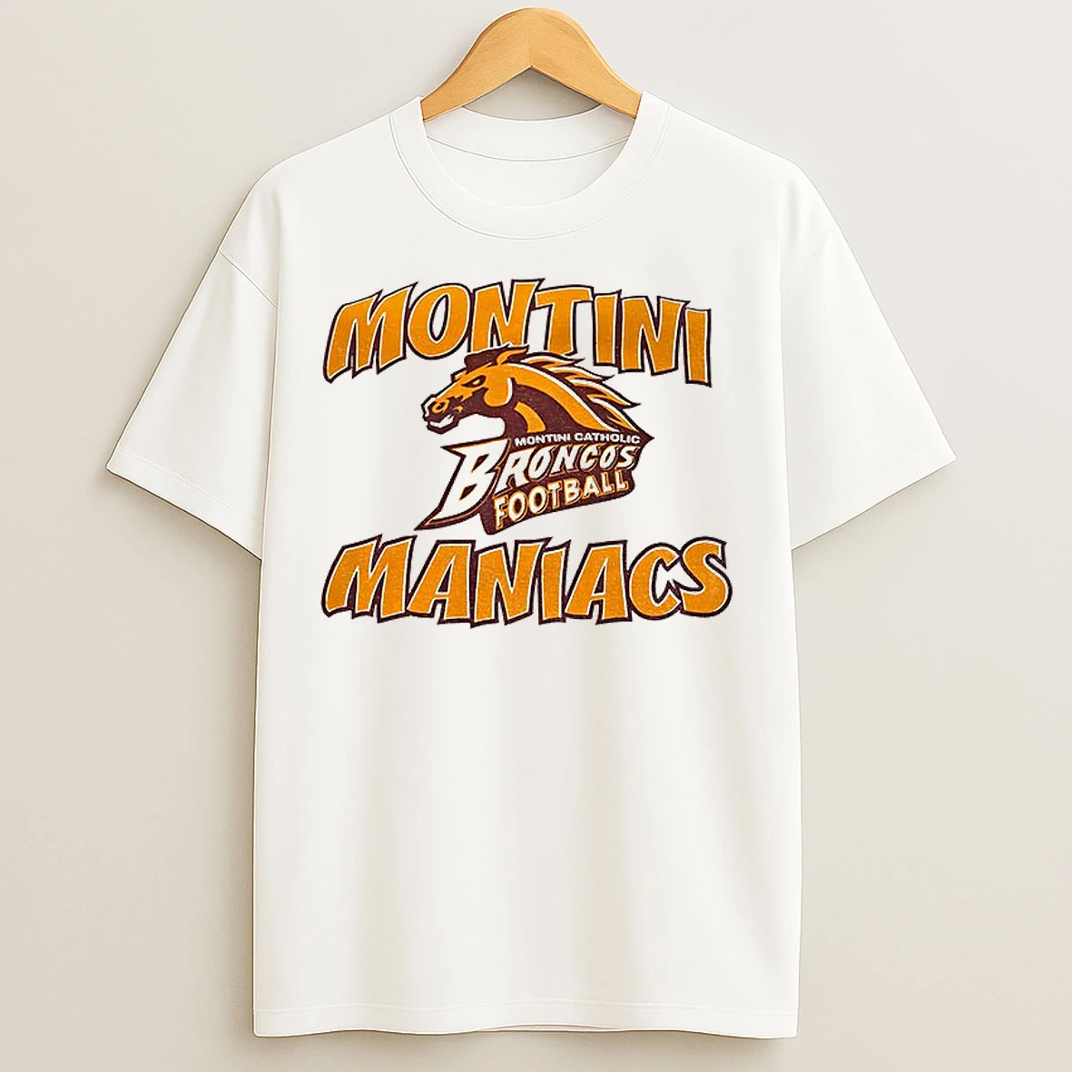 Classic Montini Catholic Broncos Football Montini Maniacs Logo T Shirts
