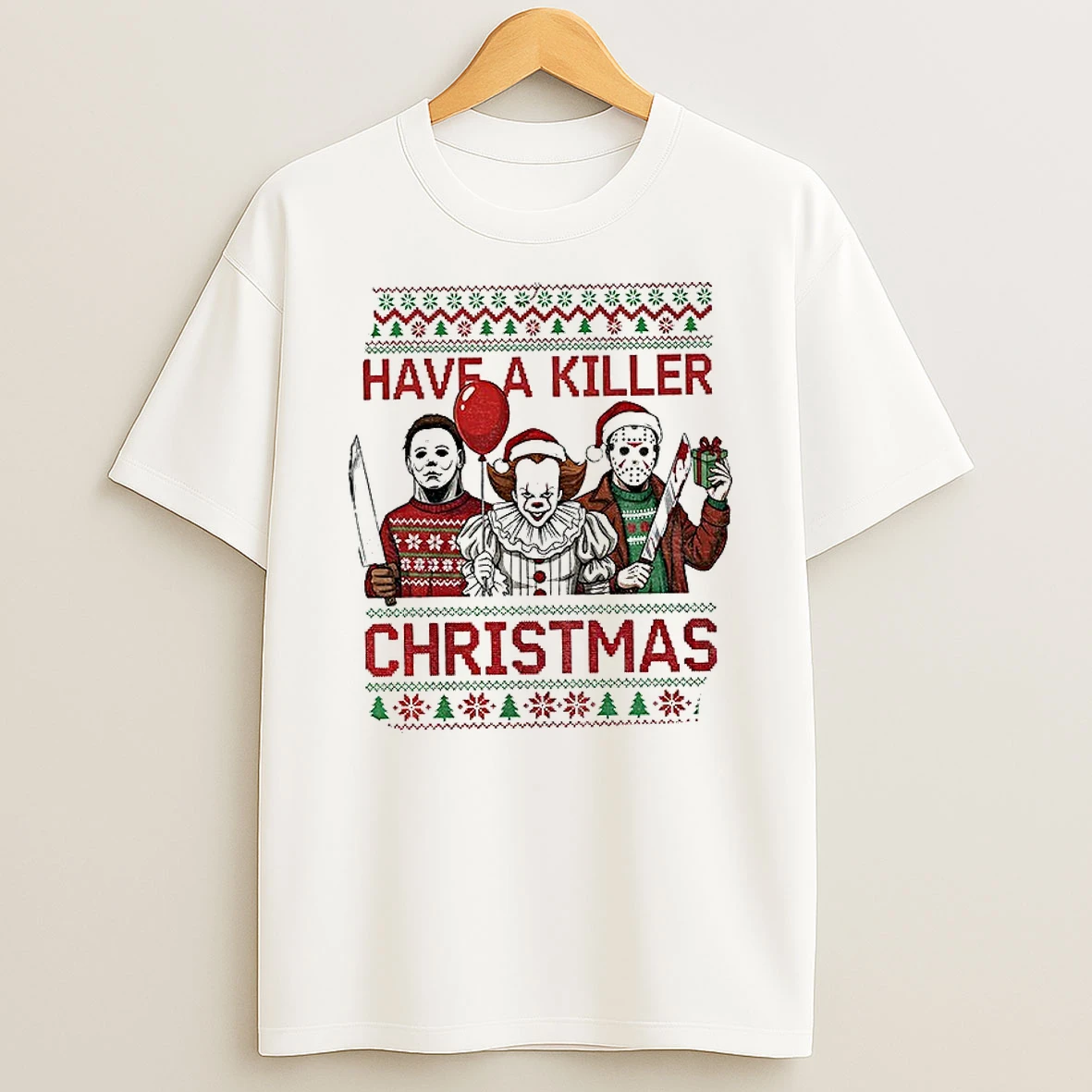 Classic Movie Characters Have A Killer Christmas Ugly T Shirts