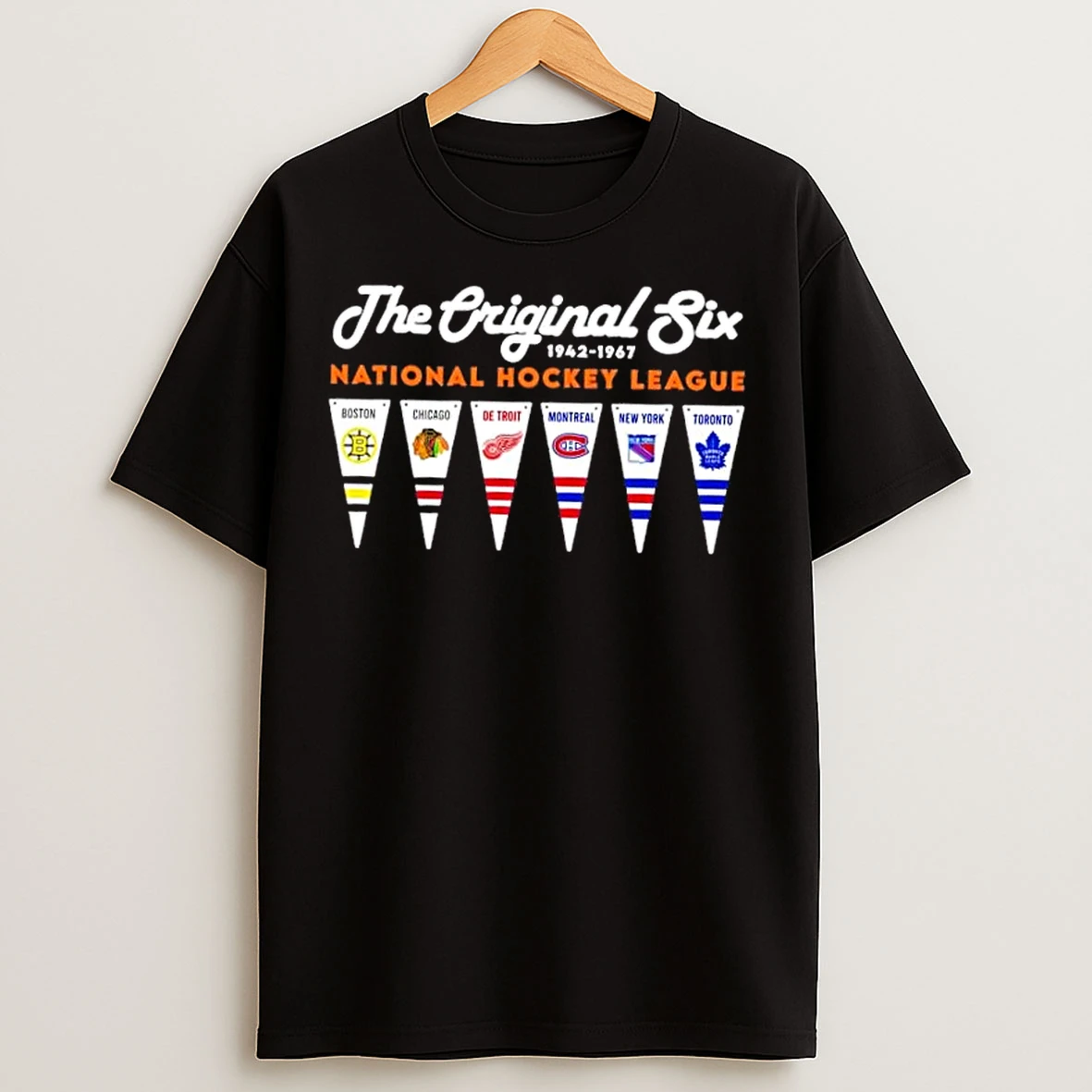 Classic Nhl Six National Hockey League Pennant Flag T Shirts