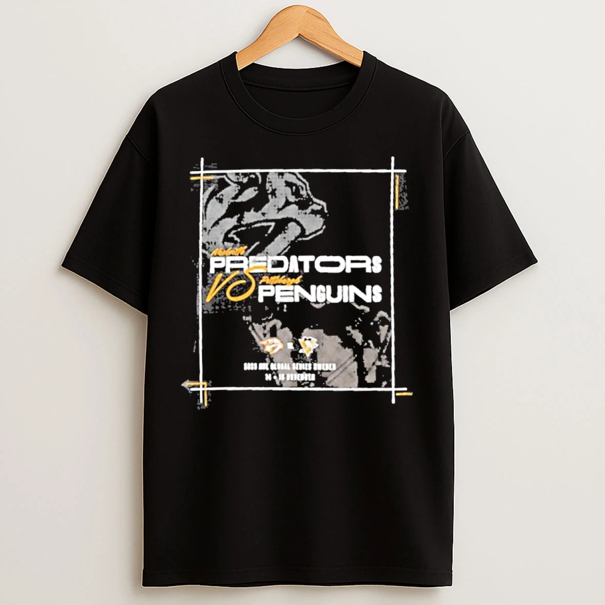 Classic Nashville Predators Vs Pittsburgh Penguins 2025 Nhl Global Series Matchup Legacy T Shirts