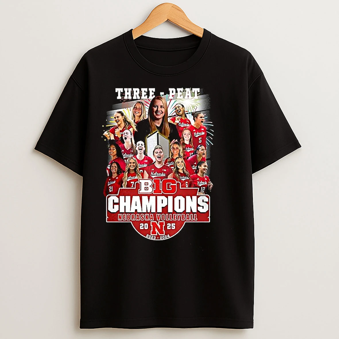 Classic Nebraska Cornhuskers Volleyball Three Peat Big Ten Conference Champions 2025 T Shirts
