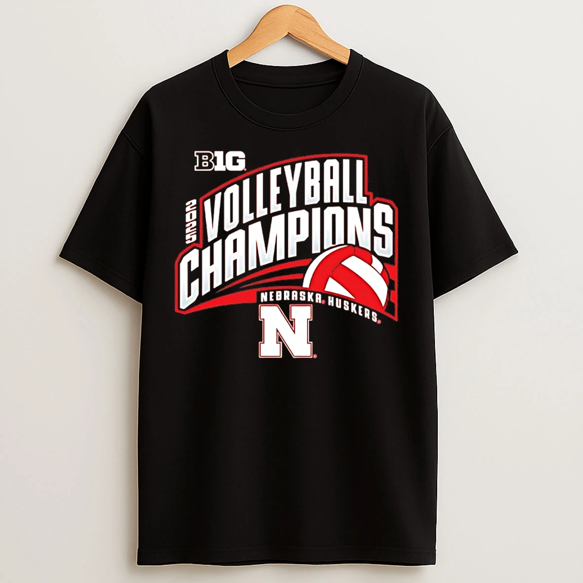 Classic Nebraska Huskers 2025 Big 10 Womens Volleyball Champions T Shirts