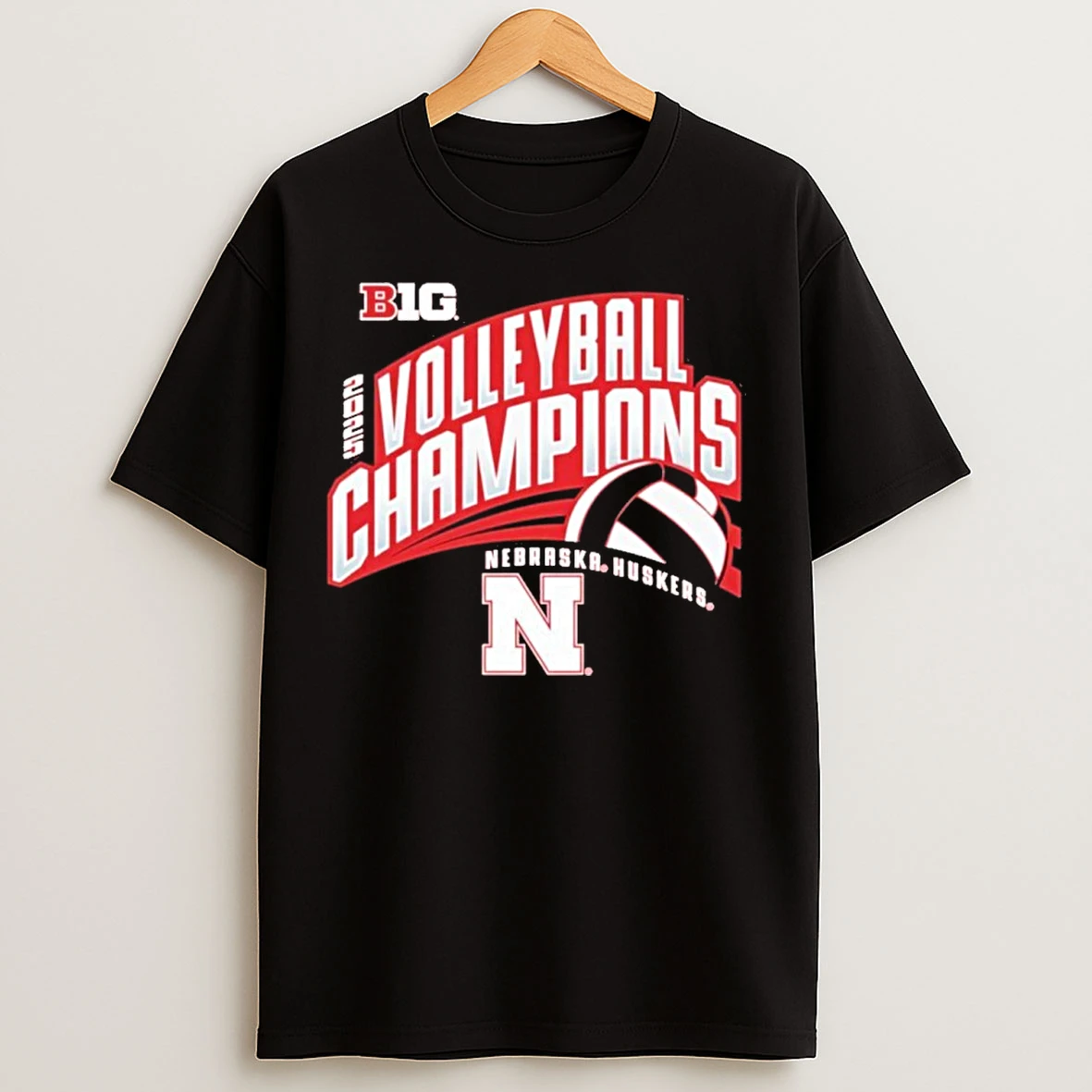 Classic Nebraska Huskers 2025 Big 10 Womens Volleyball Regular Season Champions Locker Room T Shirts