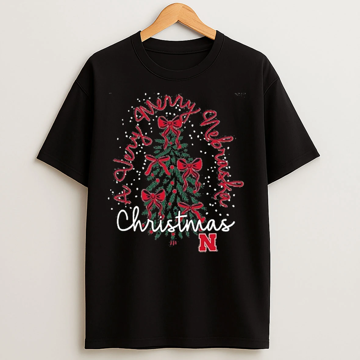 Classic Nebraska Huskers Christmas Tree Holiday T Shirts