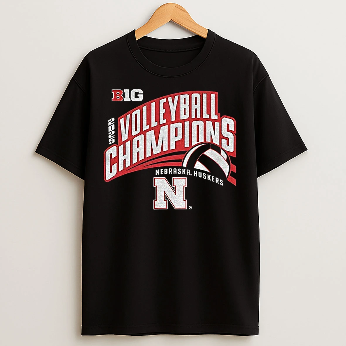 Classic Nebraska Huskers Volleyball Champions 2025 Big Logo T Shirts