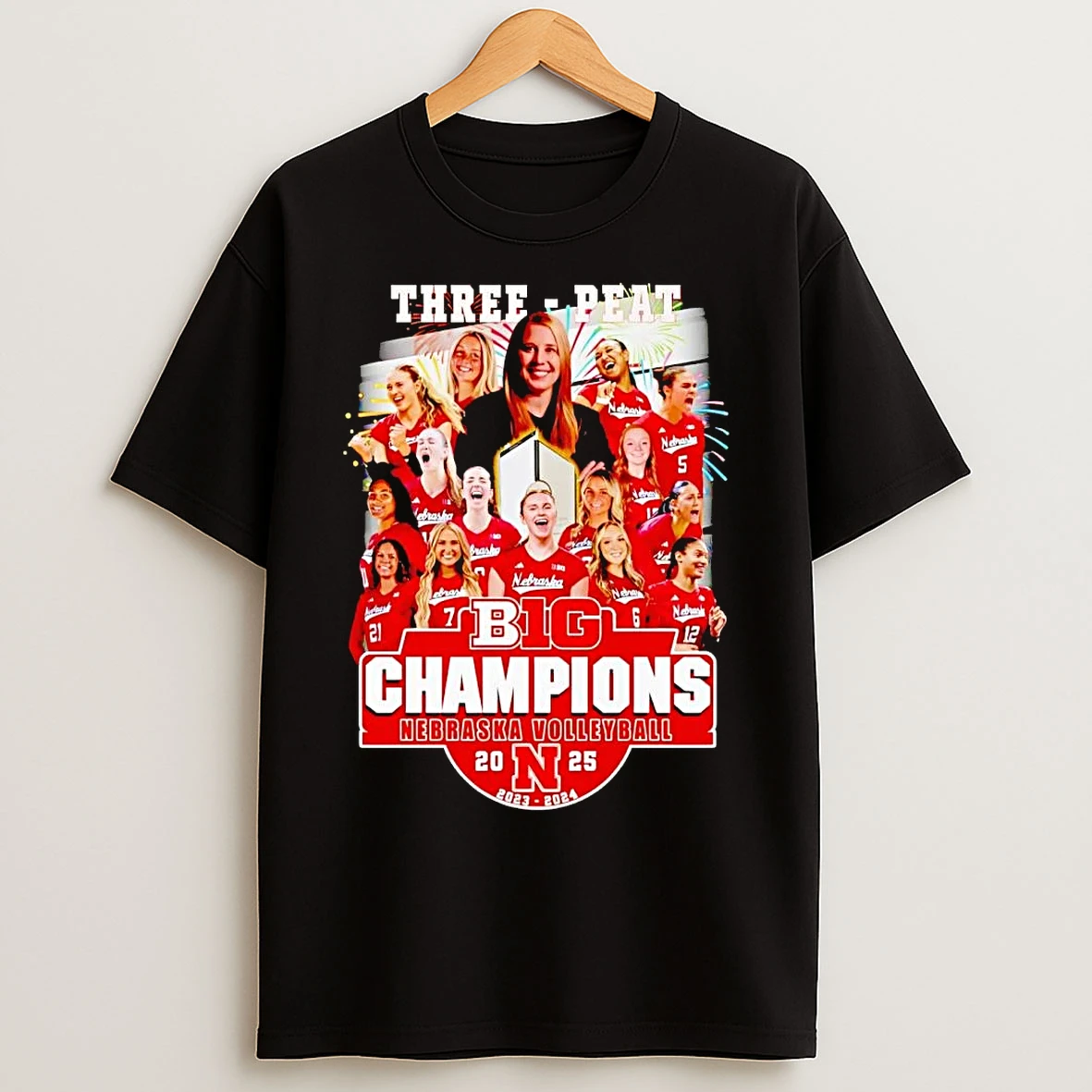 Classic Nebraska Volleyball 2025 Big 10 Champions Three Peat T Shirts