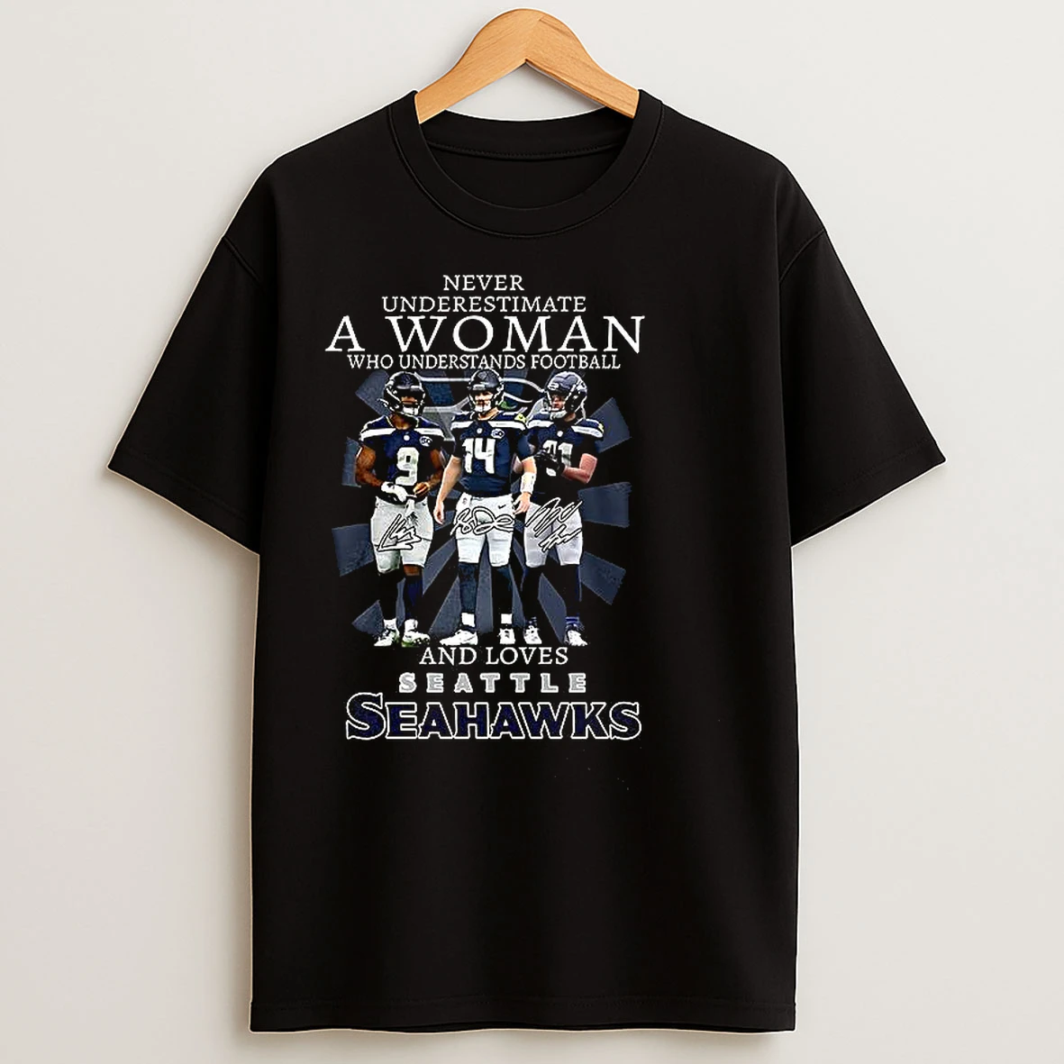 Classic Never Underestimate A Woman Who Understands Football And Loves Seattle Seahawks Signature T Shirts