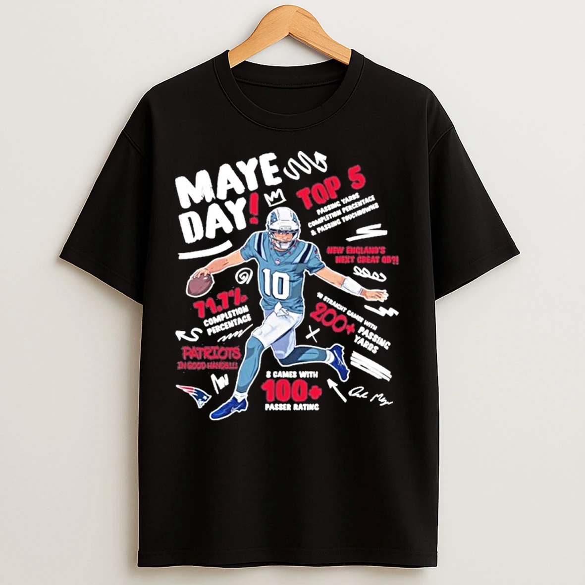 Classic New England Patriots Maye Day 100 Passer Rating T Shirts