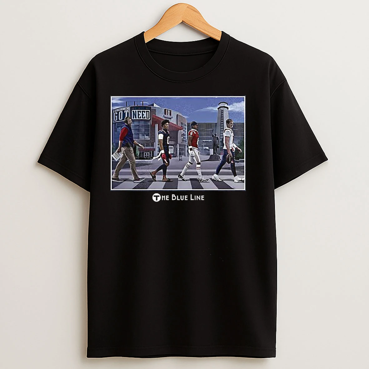 Classic New England Patriots Football Blue Line 2026 Walk Across The Crosswalk T Shirts