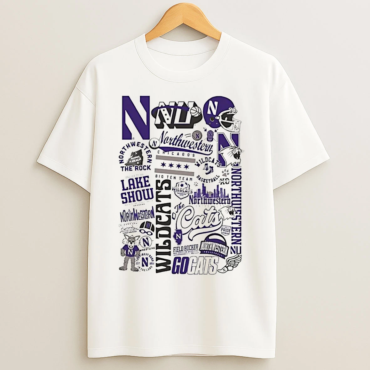 Classic Northwestern Wildcats Symbols Go Cats T Shirts