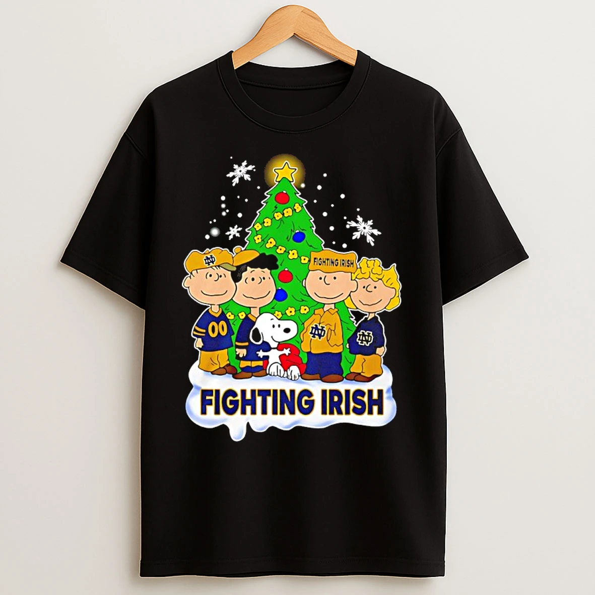 Classic Notre Dame Fighting Irish Snoopy And The Peanuts Christmas 2025 T Shirts