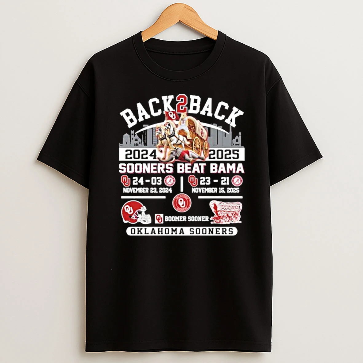 Classic Oklahoma Sooners Back 2 Back Beat Bama Score T Shirts