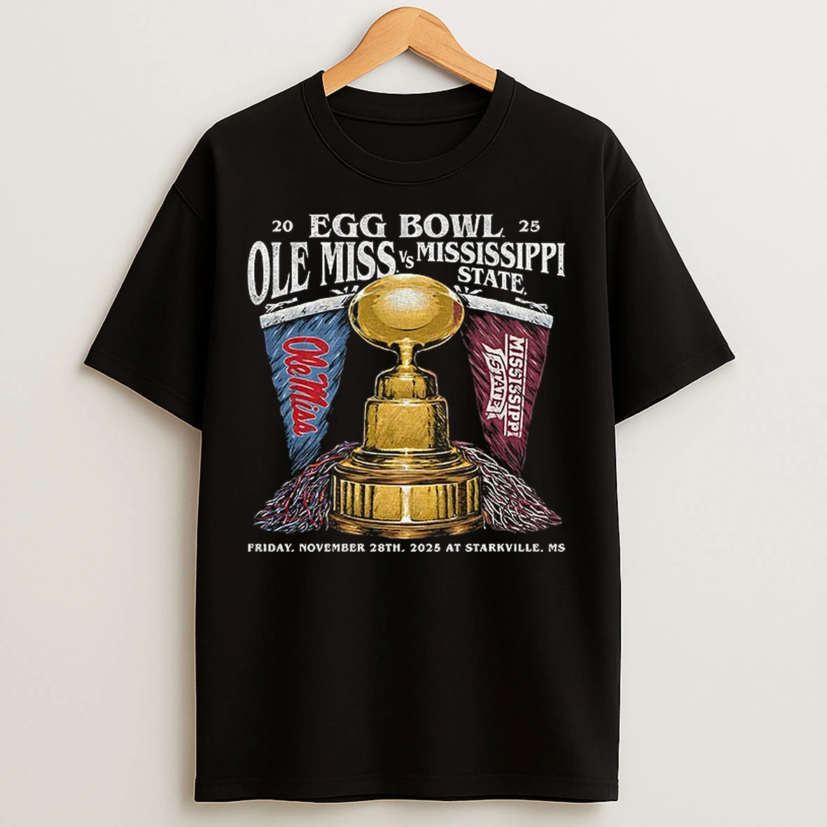 Classic Ole Miss Vs Mississippi State Egg Bowl 2025 Friday November 28th 2025 At Starkville Ms Trophy T Shirts