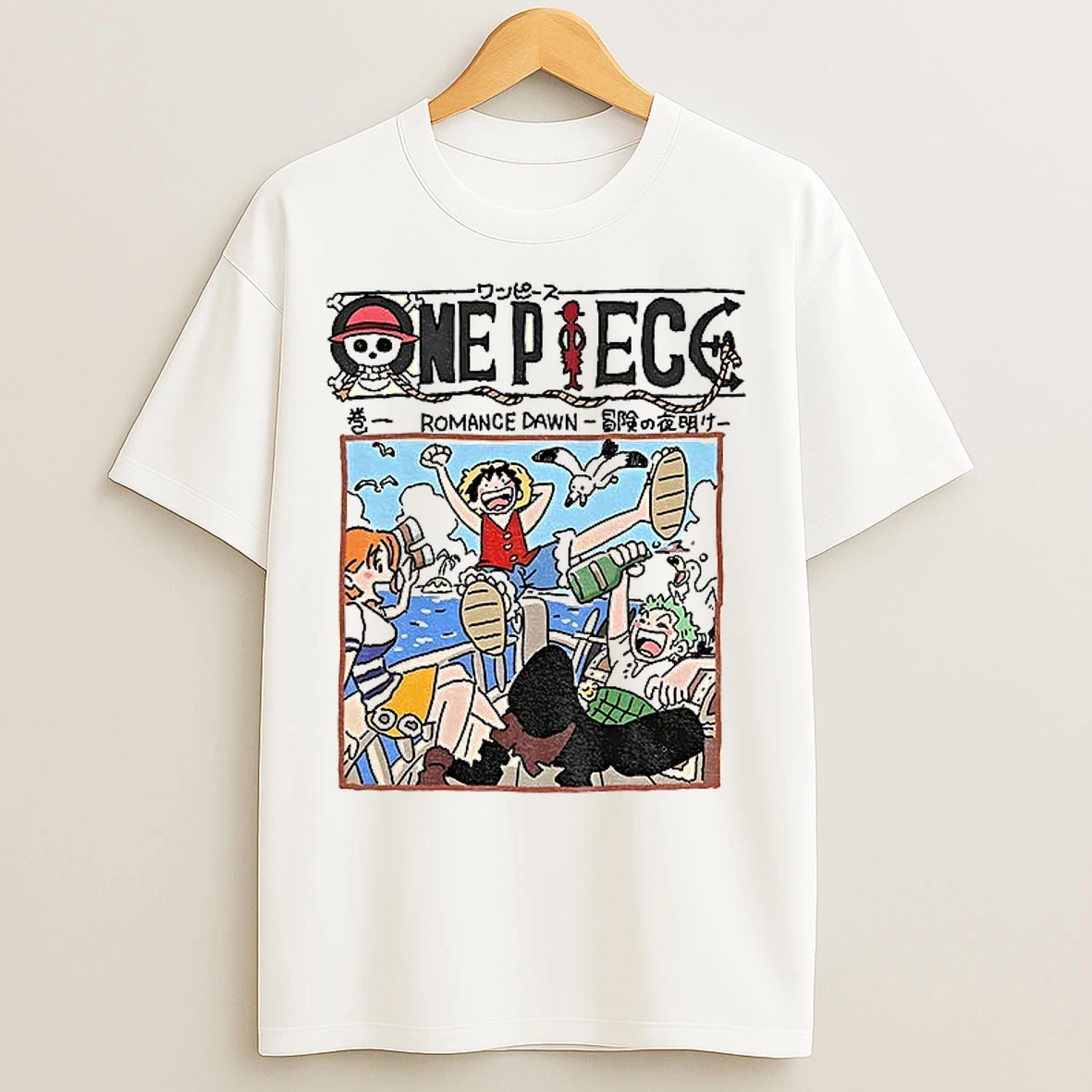 Classic One Piece Monkey D Luffy Romance Dawn Cartoon Japanese T Shirts