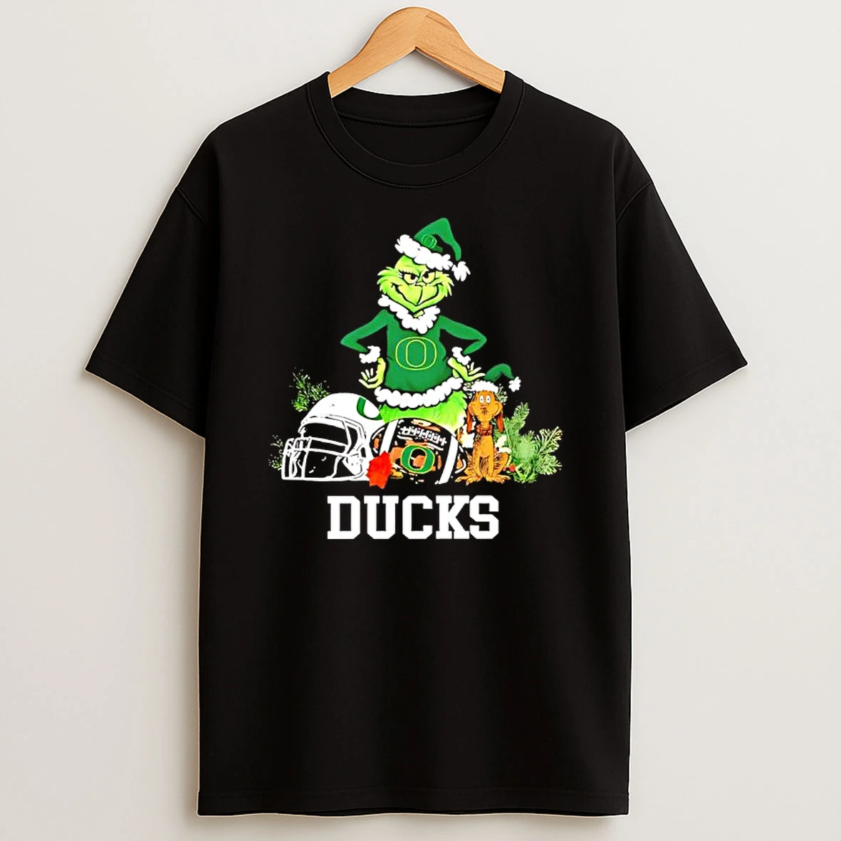 Classic Oregon Ducks The Grinch And Max Helmet Christmas 2025 T Shirts