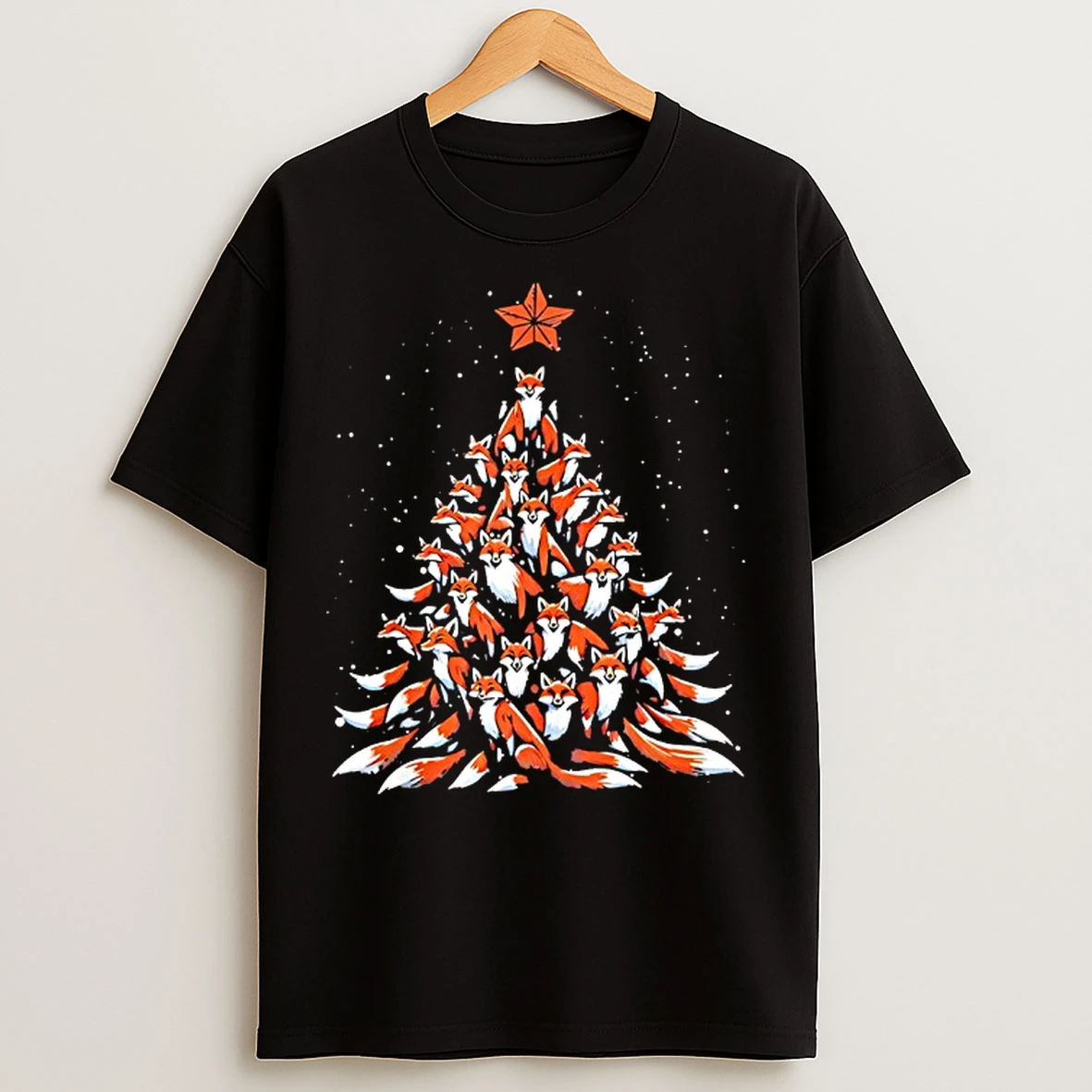 Classic Pack Of Foxes Christmas Tree T Shirts