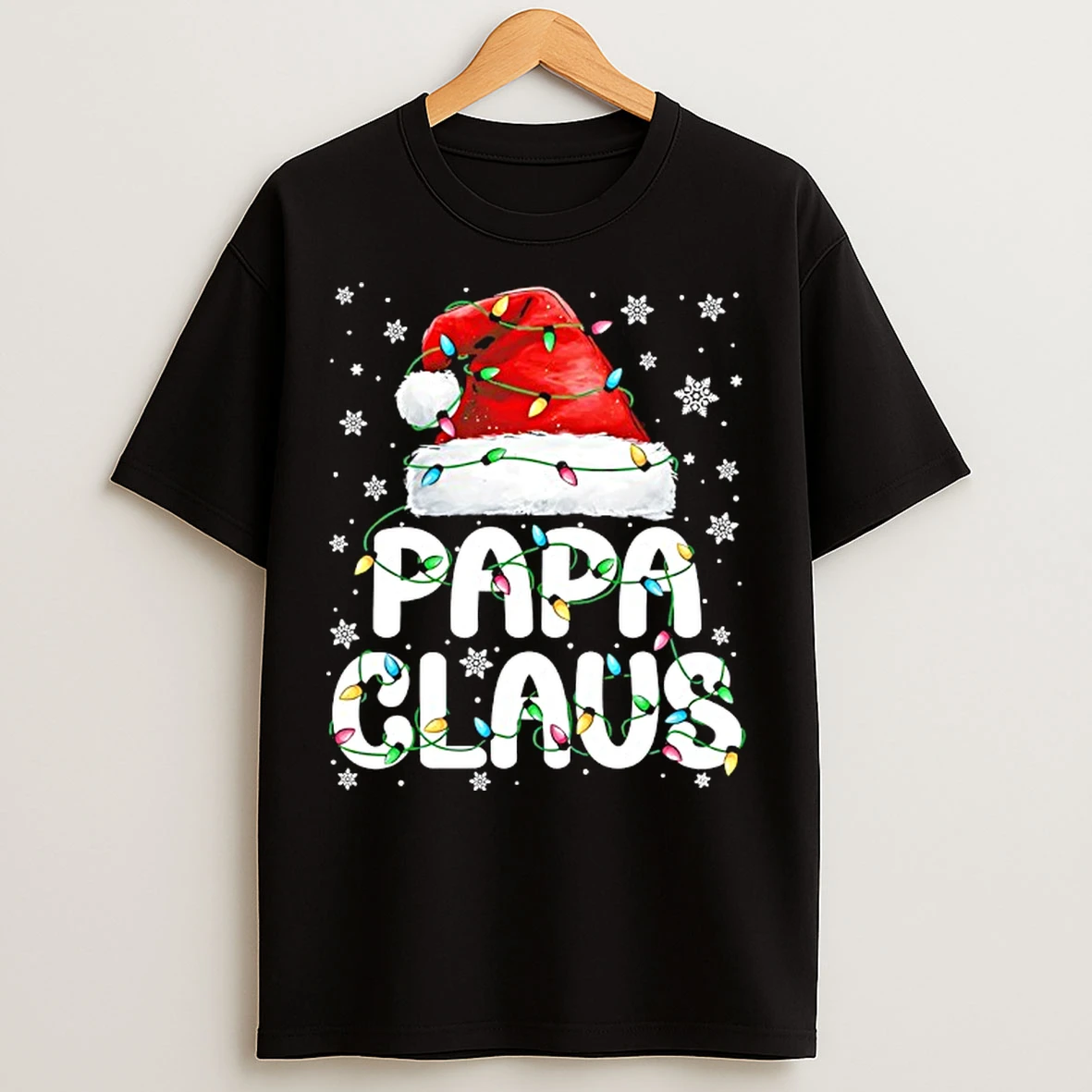 Classic Papa Claus Santa Hat Christmas Light T Shirts