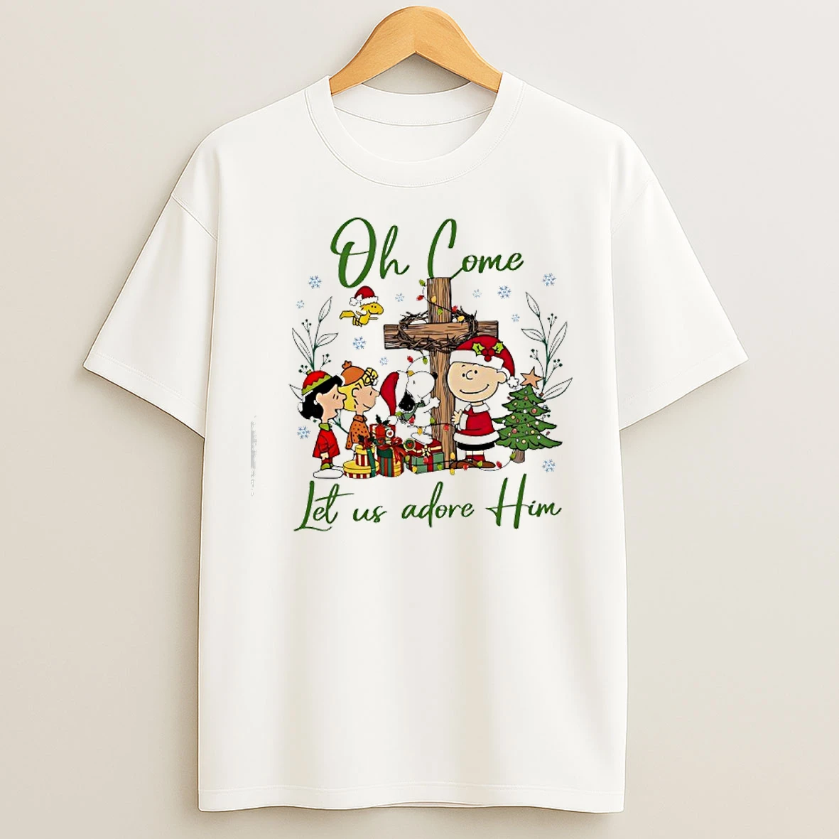 Classic Peanuts Christmas Oh Com Let Us Adore Him T Shirts
