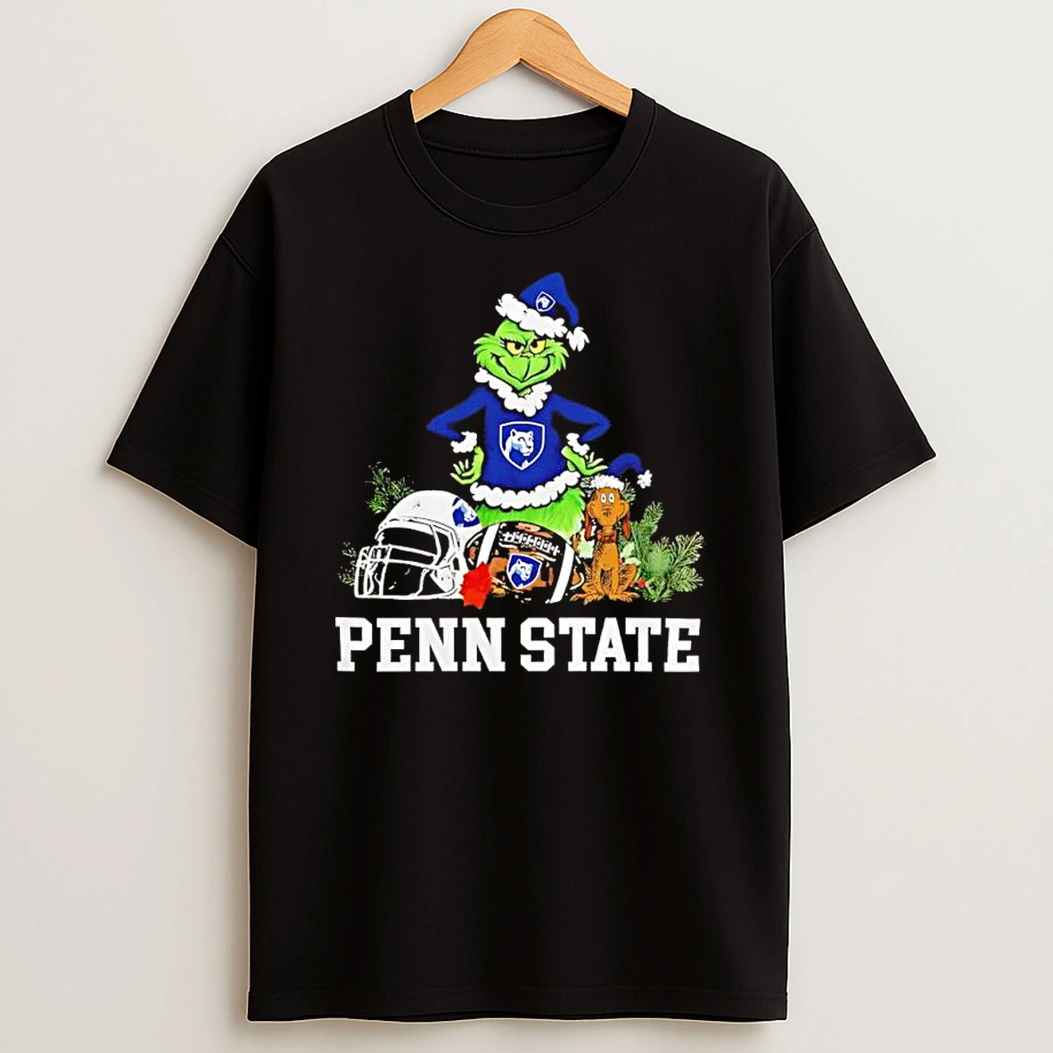 Classic Penn State The Grinch And Max Helmet Christmas 2025 T Shirts