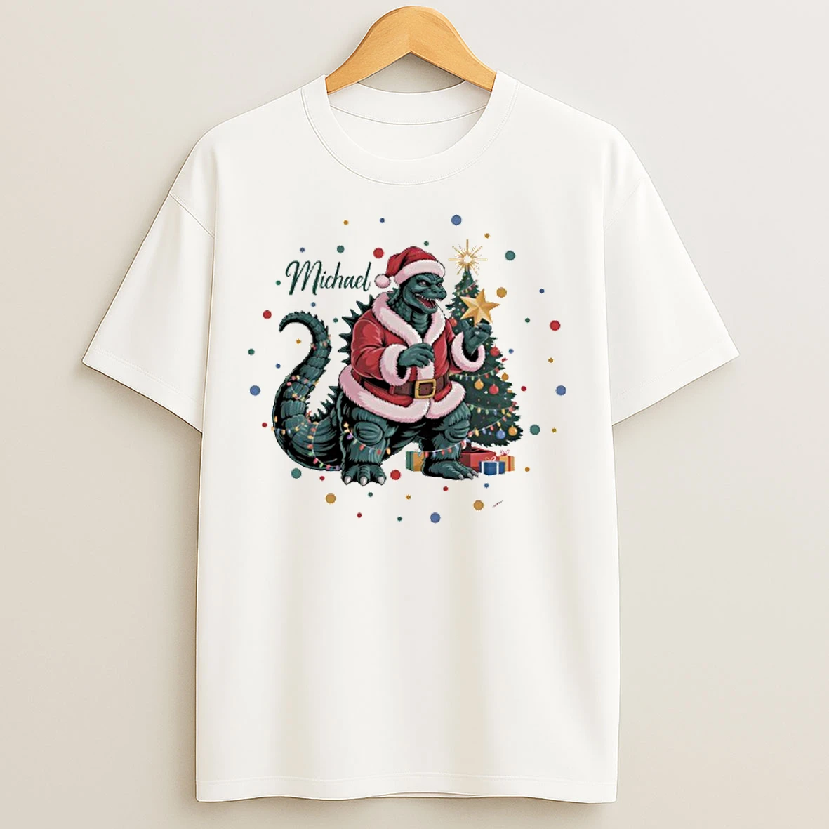 Classic Personalized Godzilla Santa Monster Christmas T Shirts