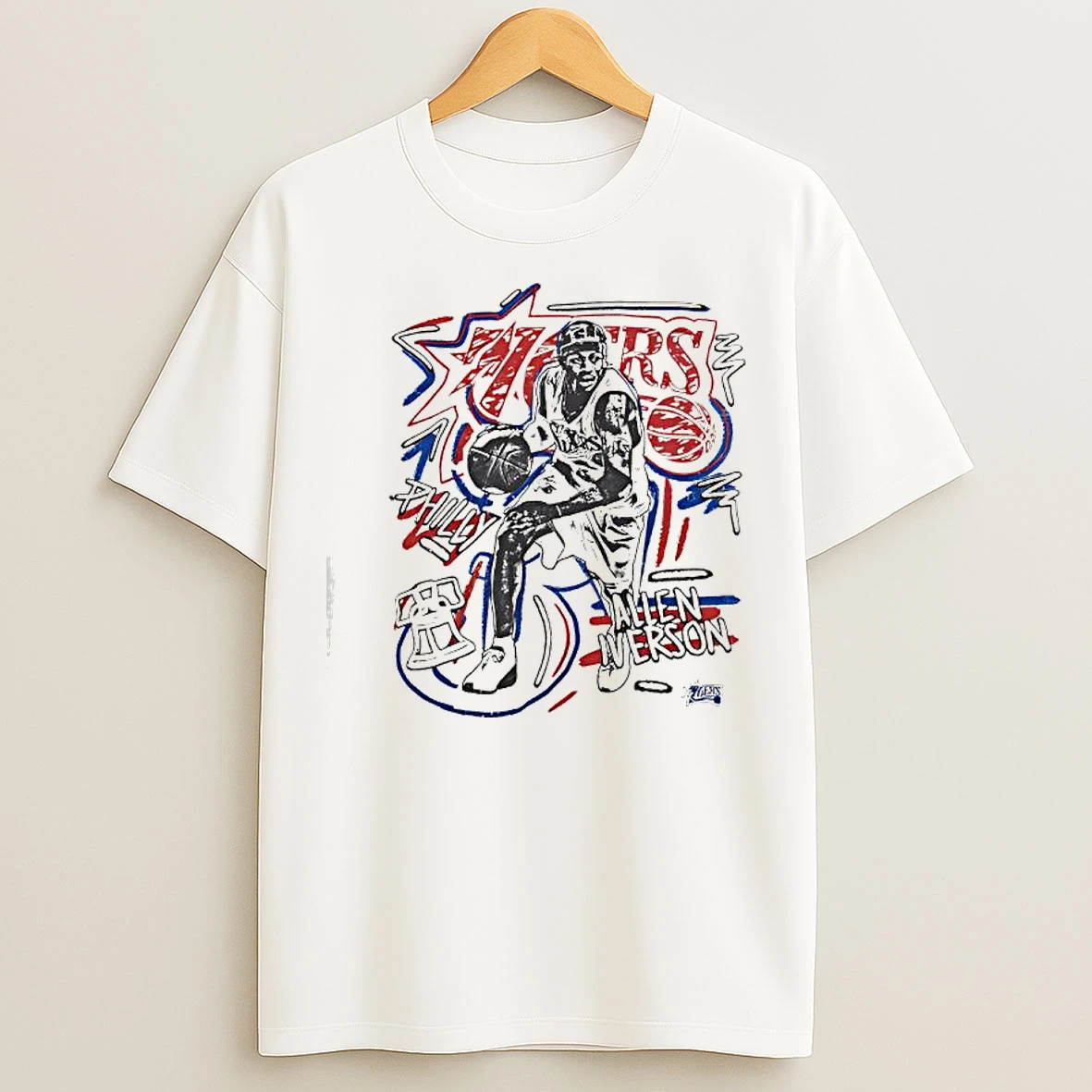 Classic Philadelphia 76ers Player Allen Iverson Chalked Up T Shirts