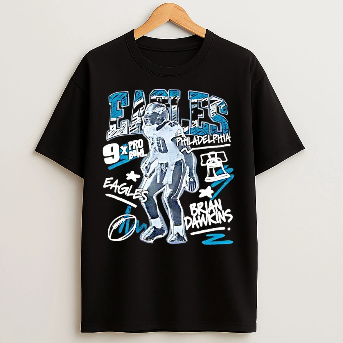 Classic Philadelphia Eagles 9x Pro Bowl Brian Dawkin Chalked Up T Shirts