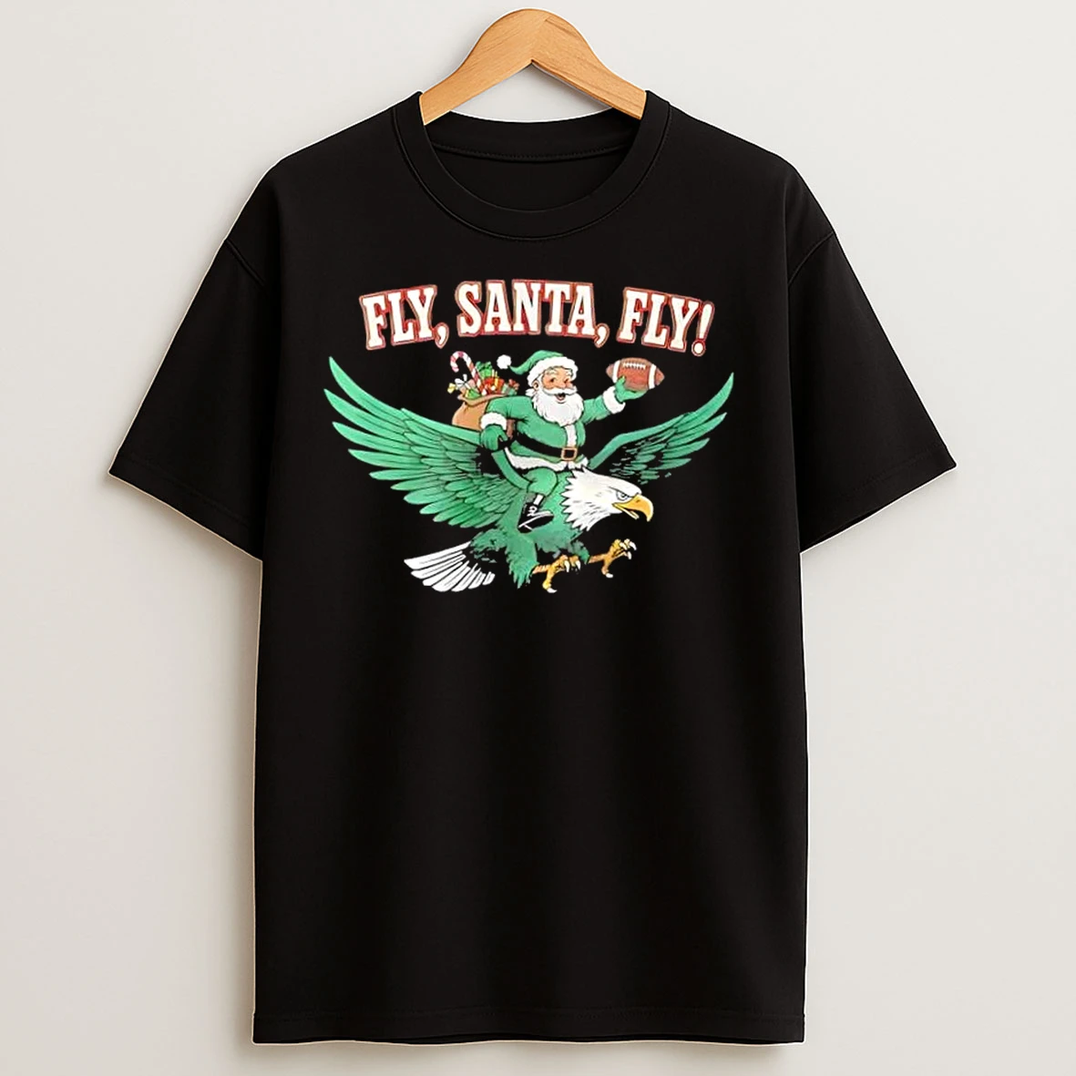 Classic Philadelphia Eagles Fly Santa Fly Christmas T Shirts