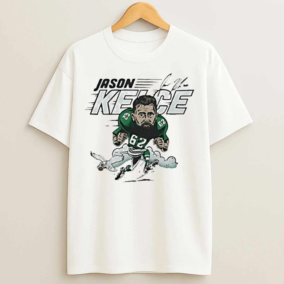 Classic Philadelphia Eagles Jason Kelce 62 Caricature Signature Circle T Shirts