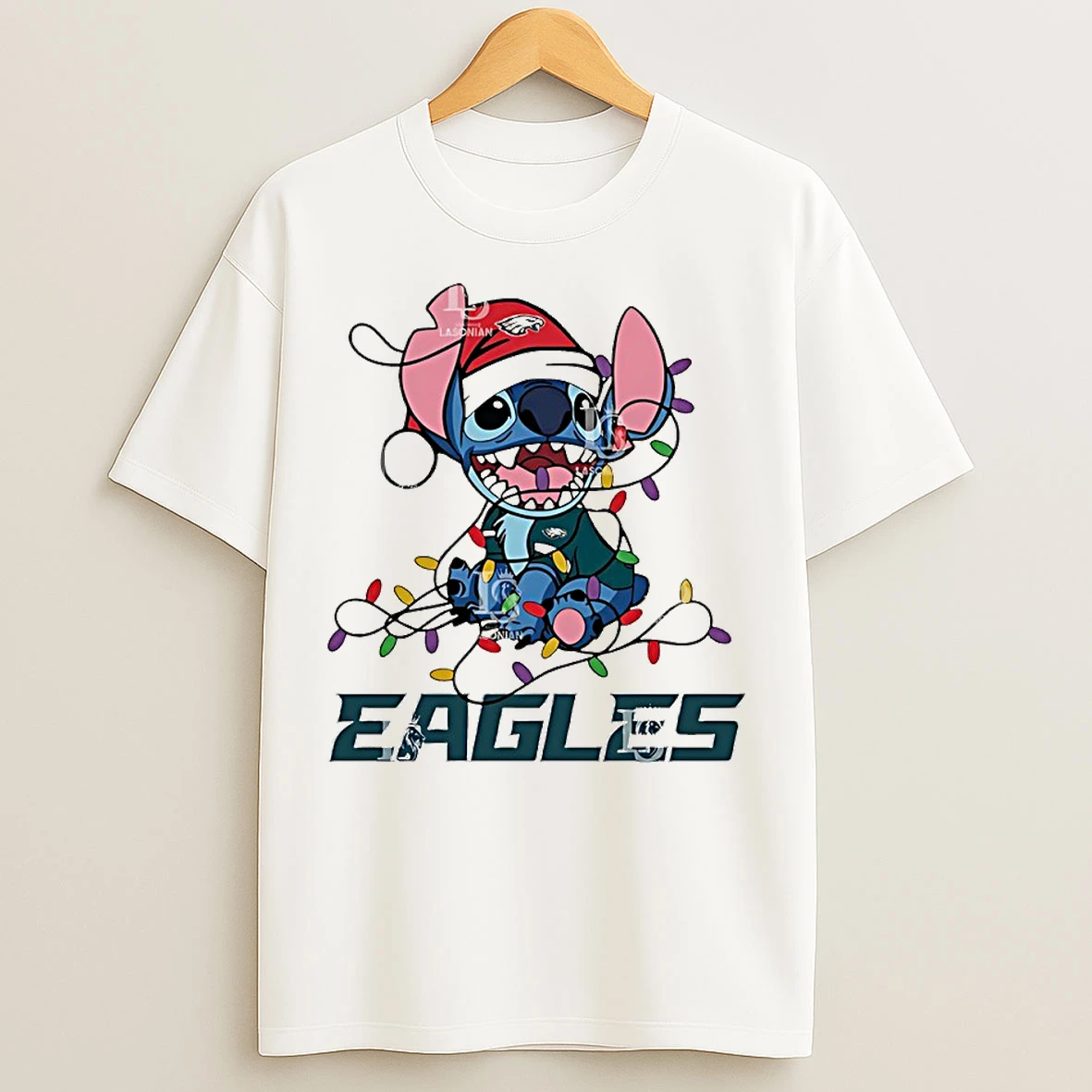 Classic Philadelphia Eagles With Stitch Christmas Lights T Shirts