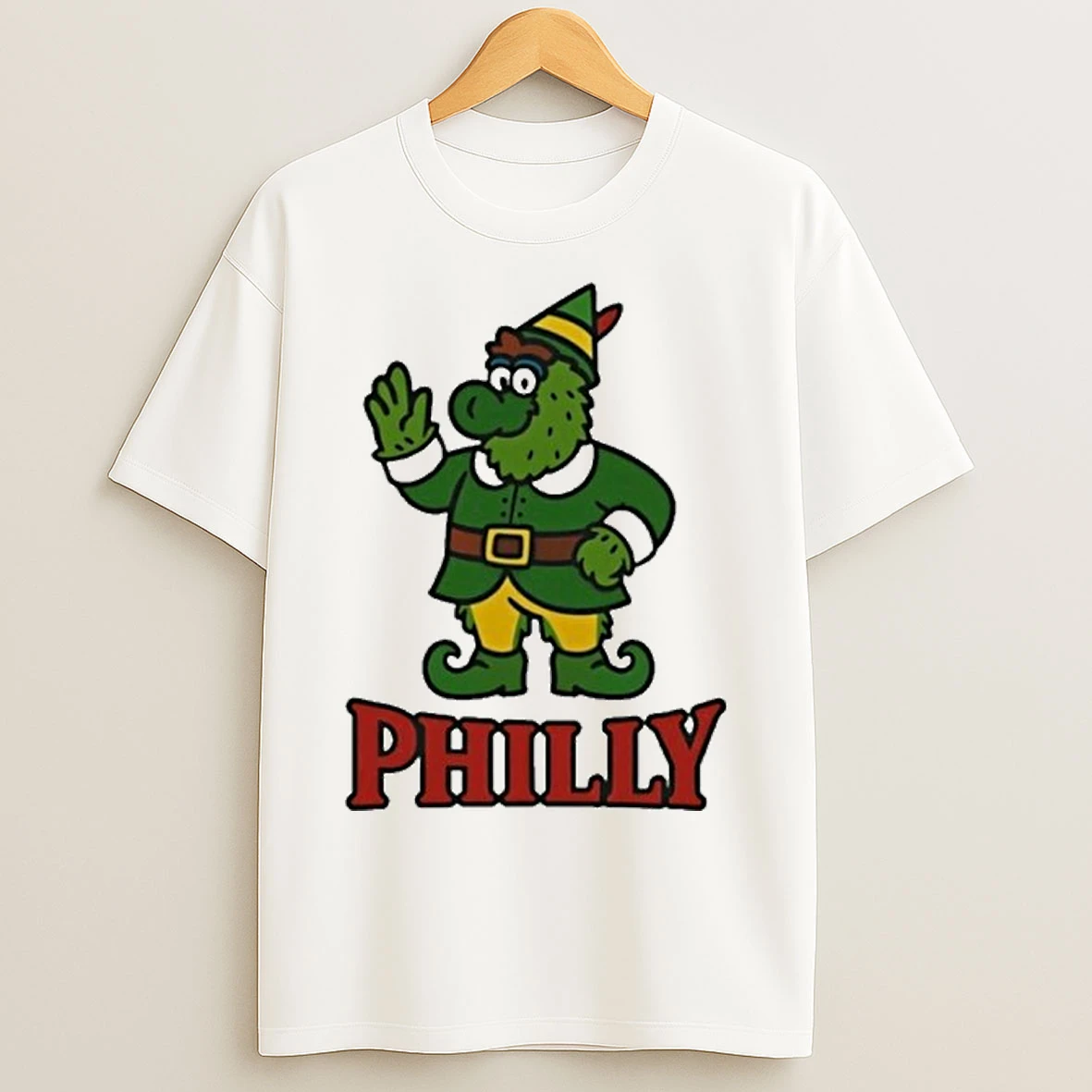 Classic Philadelphia Phillies Christmas Elf X Phillie Phanatic Mascot Circle T Shirts