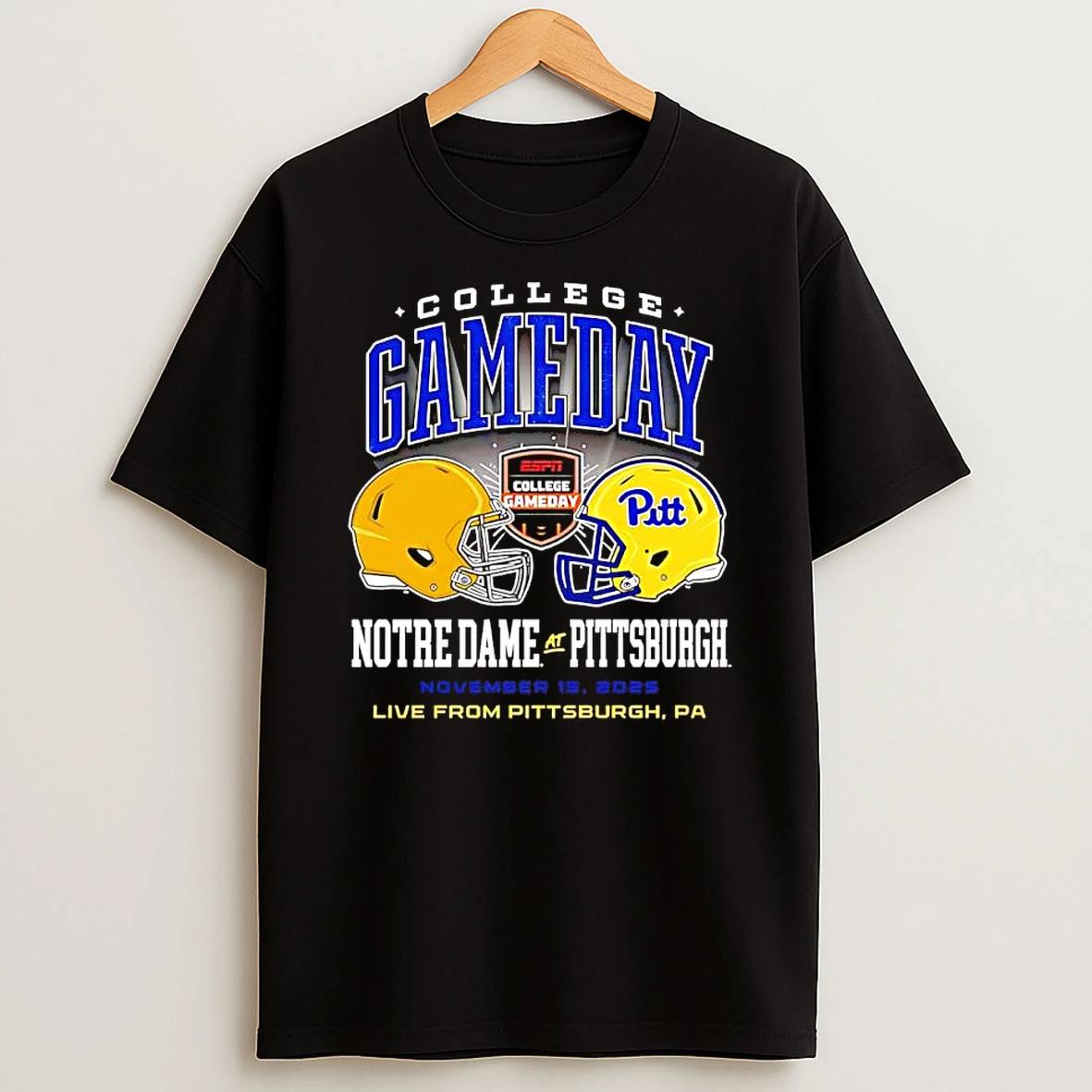 Classic Pitt Panthers Vs Notre Dame College Gameday 2025 Helmets T Shirts