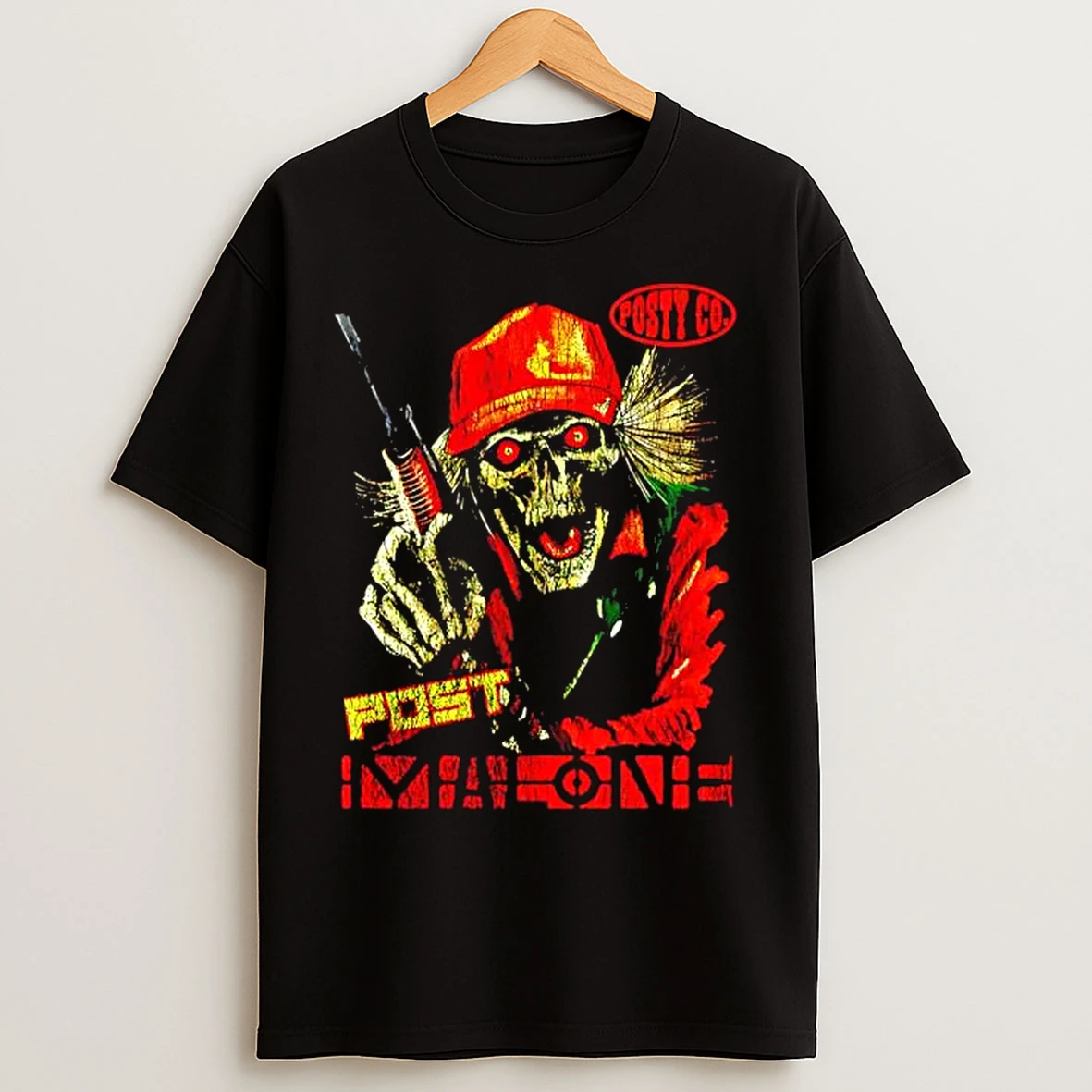 Classic Post Malone Posty Co Hunter Skeleton Graphic T Shirts