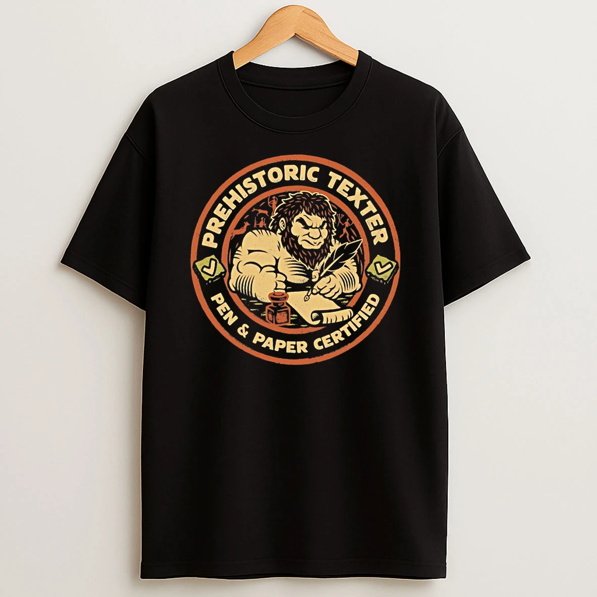 Classic Prehistoric Texter Pen And Paper Certified T Shirts
