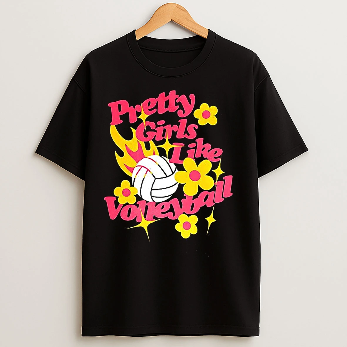 Classic Pretty Girls Like Volleyball Flowers T Shirts