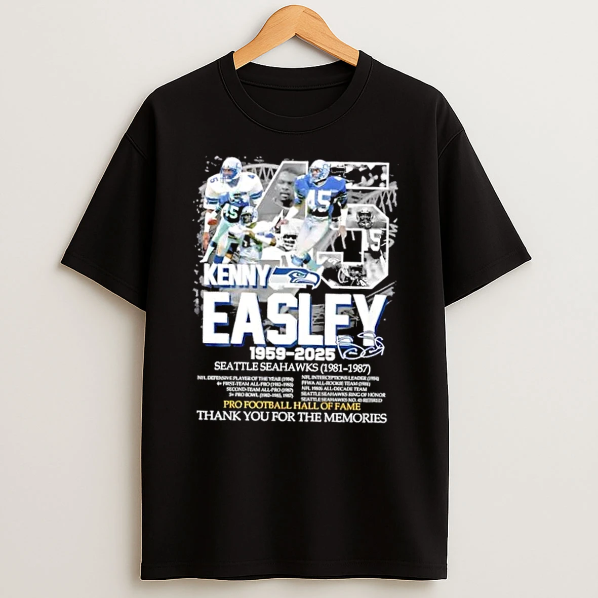 Classic Pro Football Hall Of Fame Seattle Seahawks Kenny Easley 1959 2025 Signature T Shirts