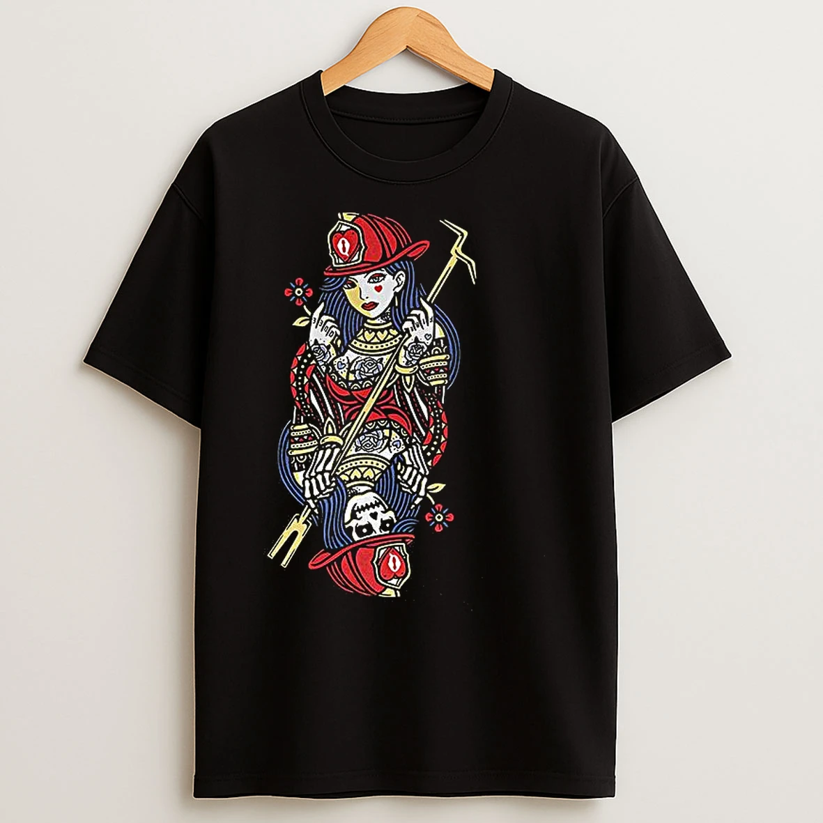 Classic Queen Of Hearts Firefighter Card T Shirts