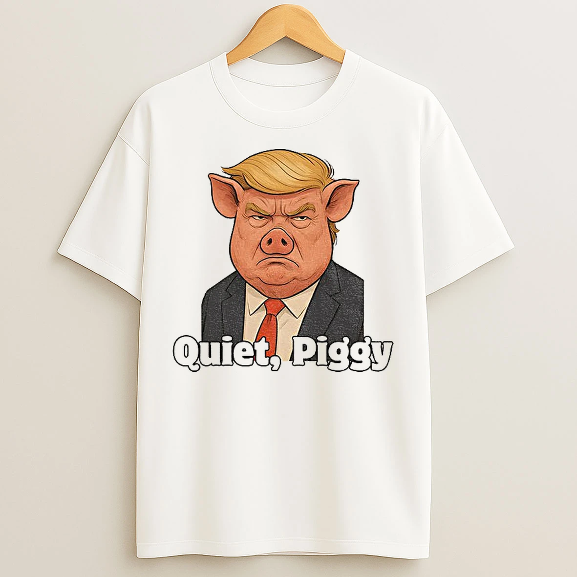 Classic Quiet Piggy No Kings Protest Anti Trump Political T Shirts