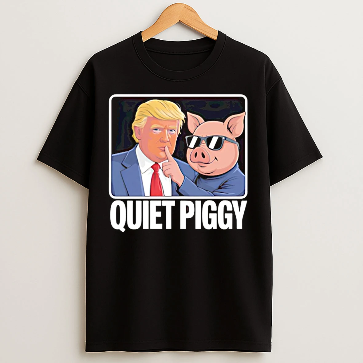 Classic Quiet Piggy Pig And Trump Christmas T Shirts