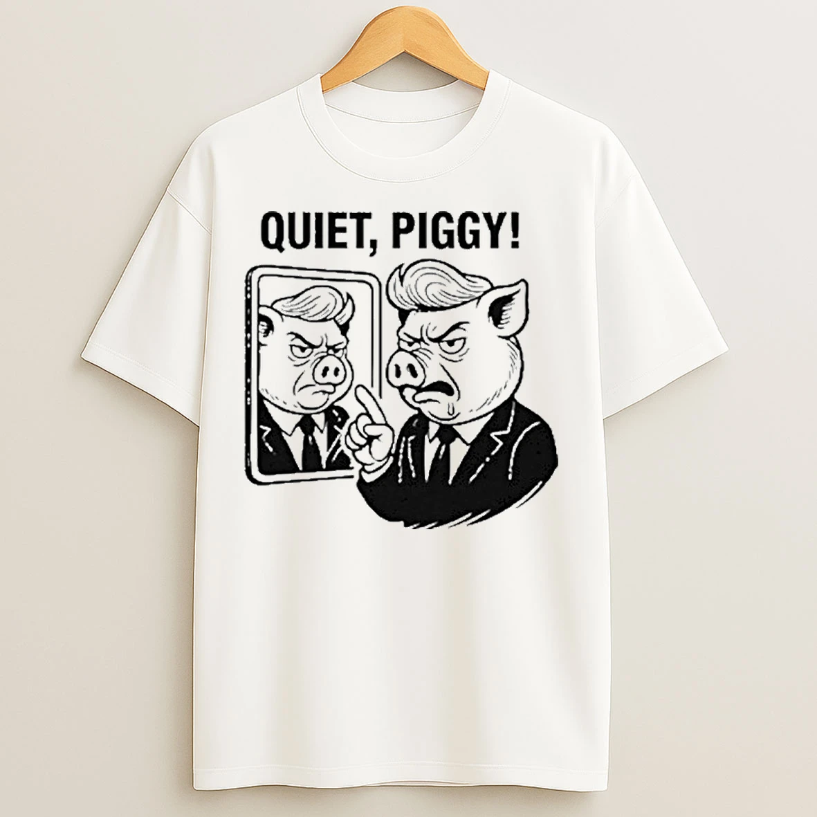 Classic Quiet Piggy Pointing Angrily Anti Trump T Shirts