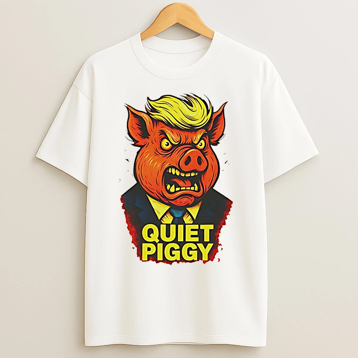 Classic Quiet Piggy Pig Head Graphic T Shirts
