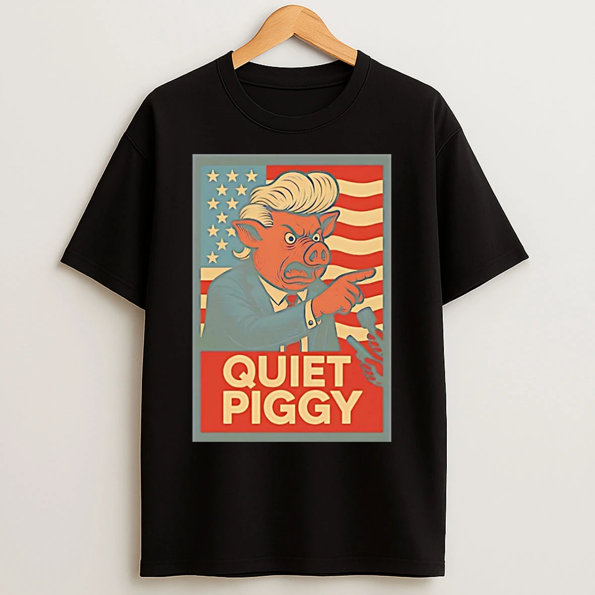 Classic Quiet Piggy Political Rude Potus Satire Trump Christmas T Shirts