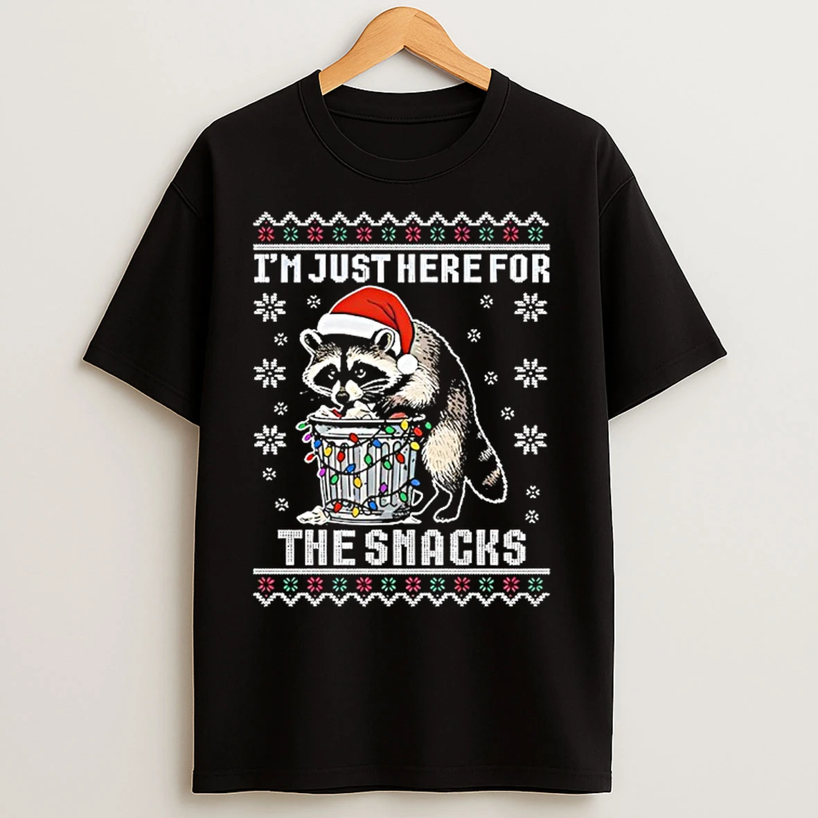 Classic Raccoon Christmas I Just Here For The Snacks Funny T Shirts
