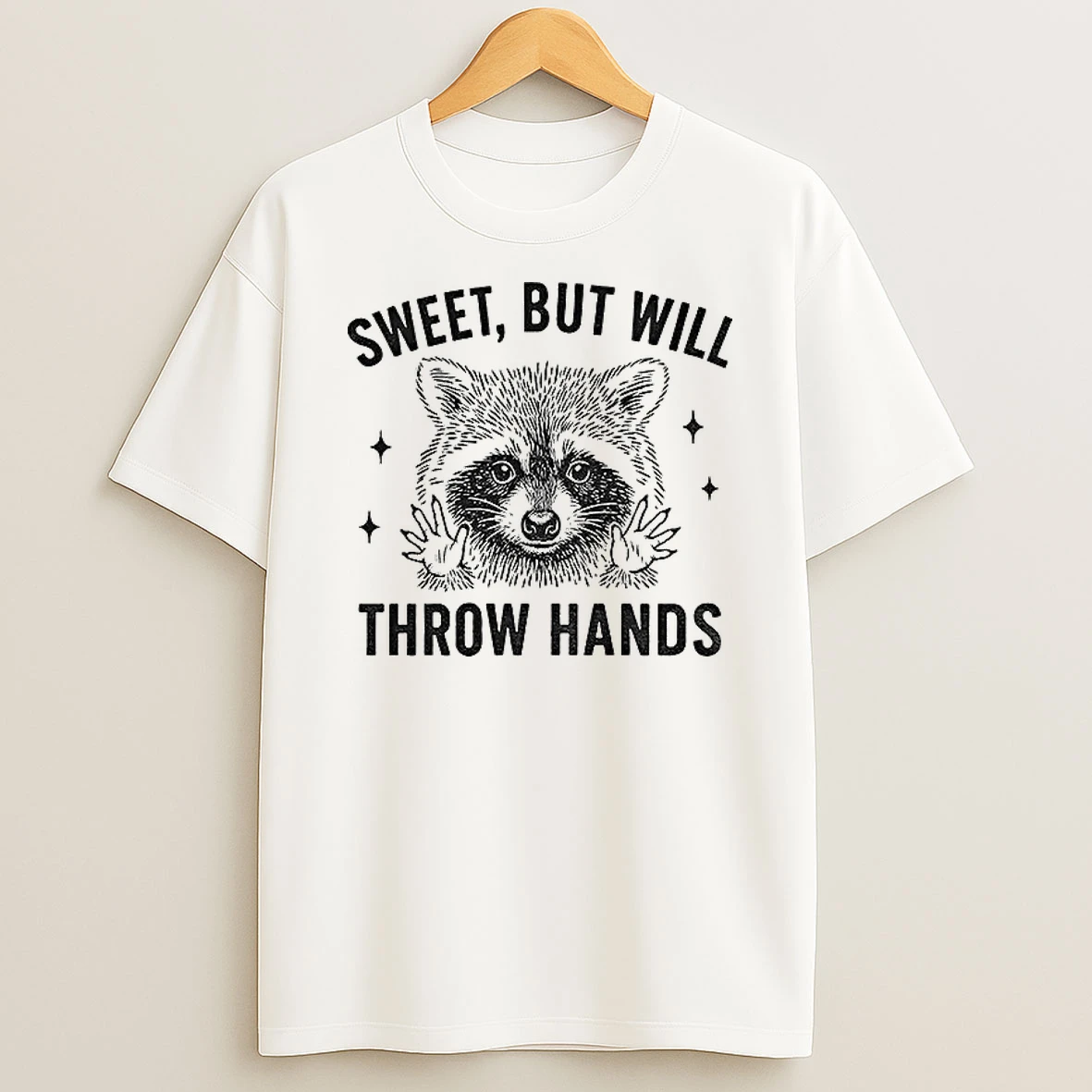 Classic Raccoon Sweet But Will Throw Hands Vintage T Shirts