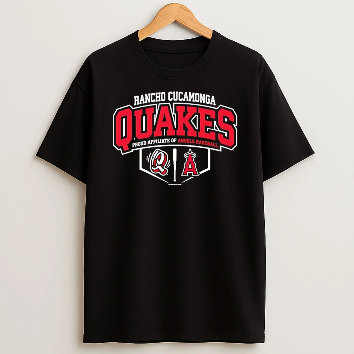 Classic Rancho Cucamonga Quakes Proud Affiliate Of Angels Baseball T Shirts