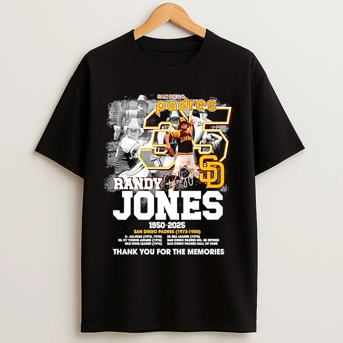 Classic Randy Jones San Diego Padres 1950 2025 Thank You For The Memories T Shirts