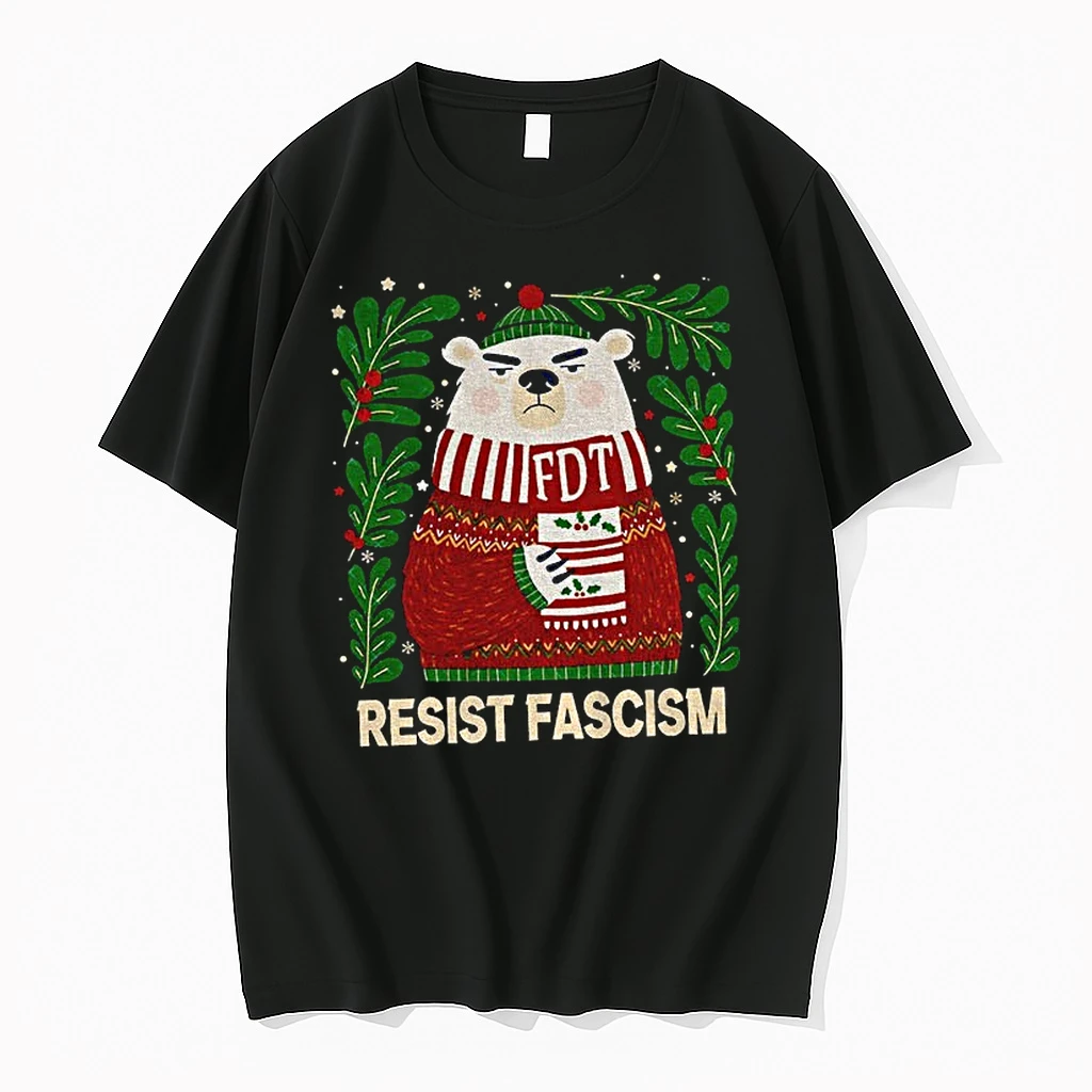 Classic Resist Fascism Christmas Bear Fdt Anti Trump T Shirts