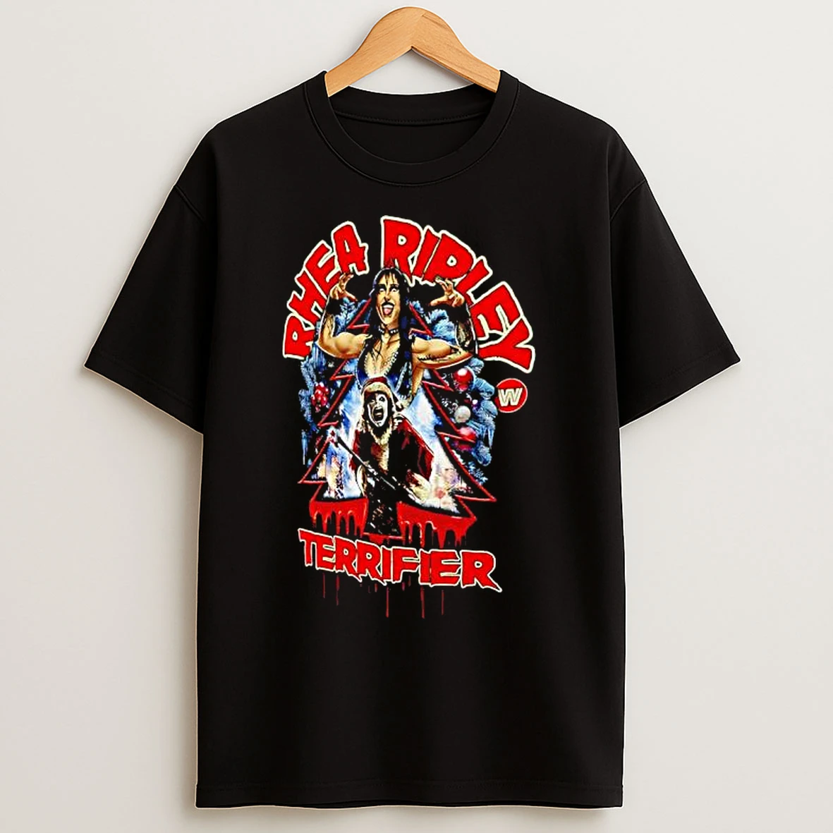 Classic Ripple Junction Terrifier Rhea Ripley Bloody Christmas Tree T Shirts