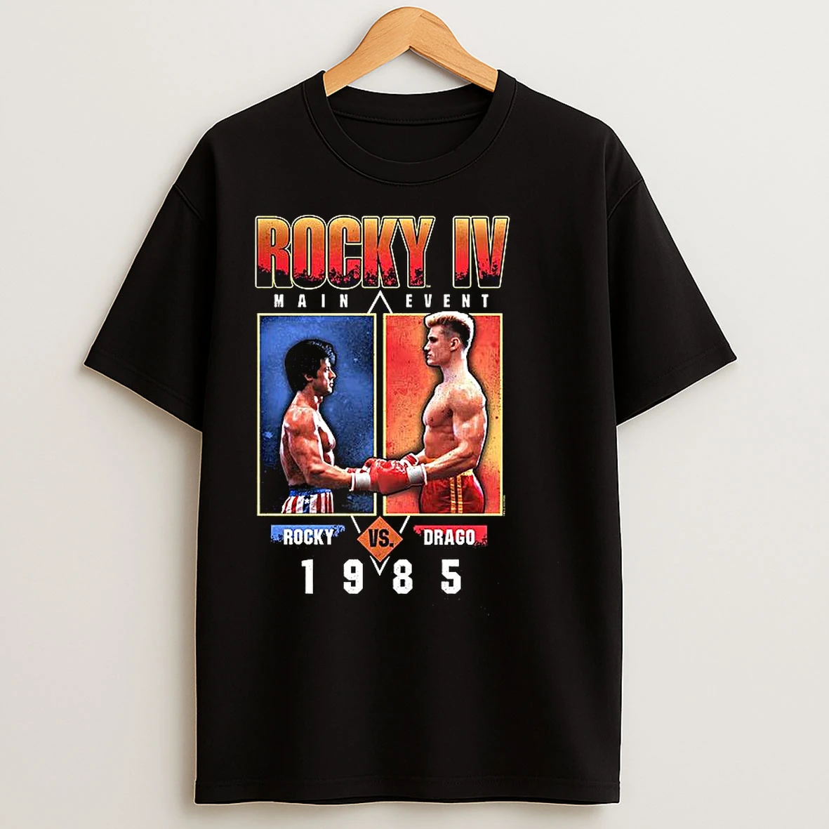 Classic Rocky Vs Drago 1985 Rocky Iv Movie Main Event Vintage T Shirts