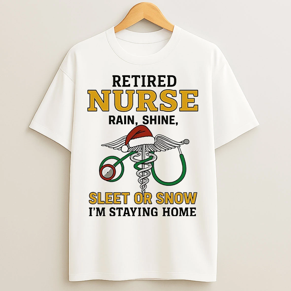 Classic Rod Of Asclepius Retired Nurse Rain Shine Sleet Or Snow Christmas T Shirts