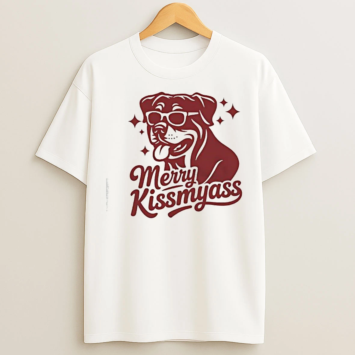Classic Rottweiler Dog Merry Kissmyass T Shirts
